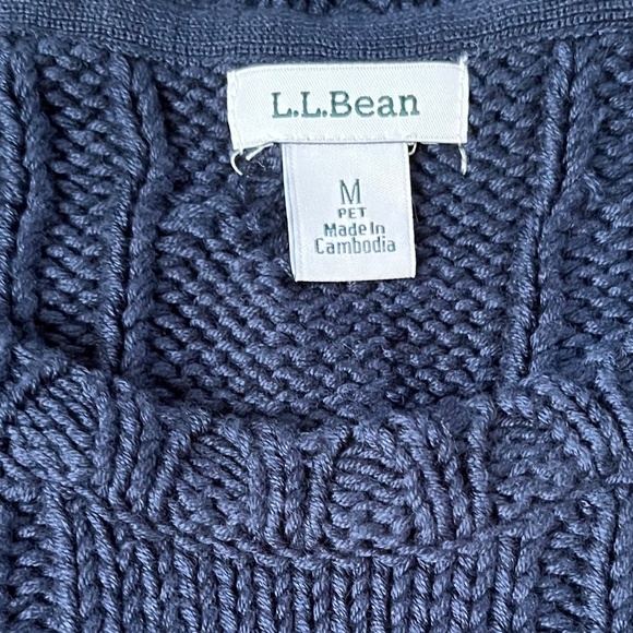 LL Bean Double L Cable Sweater Womens M petite Pullover Crewneck Cotton 518572 - Picture 3 of 7